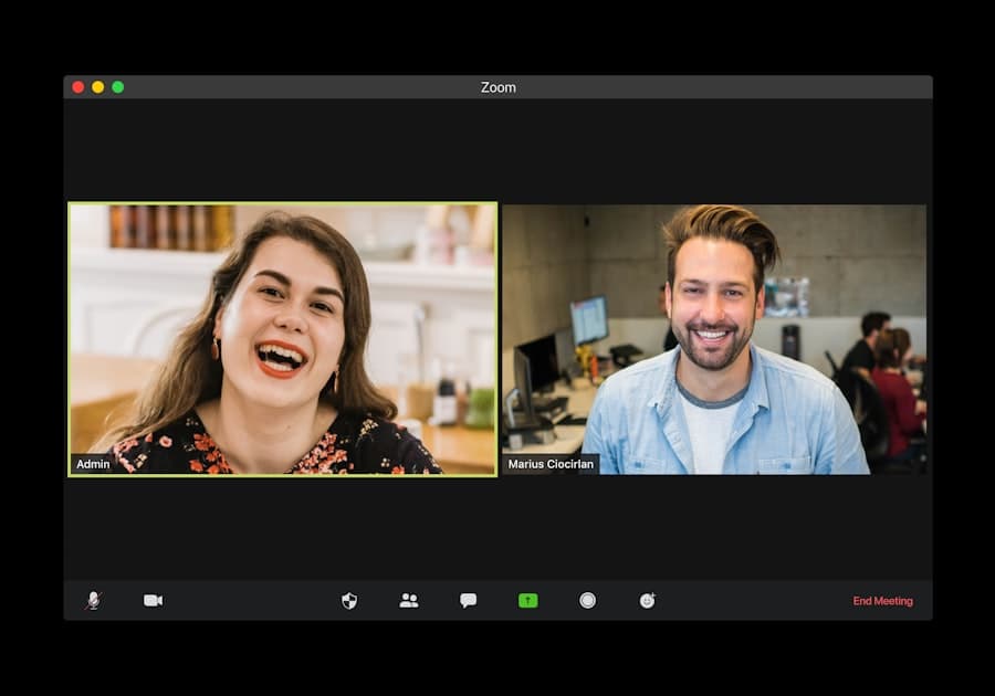 A smiling teammate during a virtual icebreaker